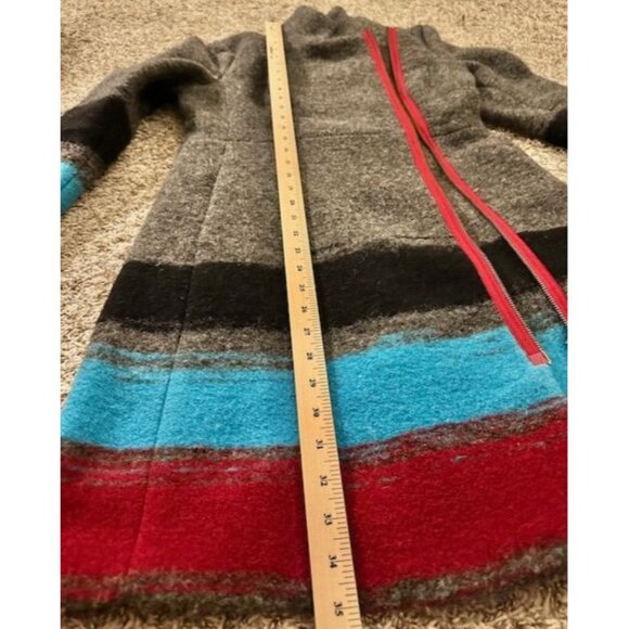 Anthropologie by Tracy Reese Gray Color block Wool Blend Asymmetrical Zip Coat 4 - Picture 12 of 12
